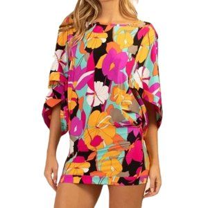 Nwt Trina Turk Cover Up Coverup Swim Tunic Dress Floral Print Dolman Sleeve XL